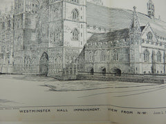 Westminster Hall Improvement, London, UK, 1884. Original Plan. John L. Pearson R.A.