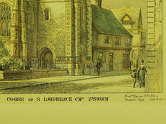 Tower of St. Lawrence Church, Ipswich, England, 1882. Fredk. Barnes. Original Plan