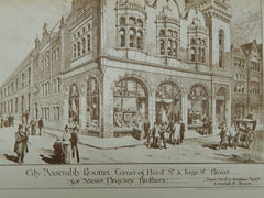 City Assembly Rooms for Draysey Brothers, Birmingham, England, 1895, Orig. Plan. Essex, Nicol & Goodman.