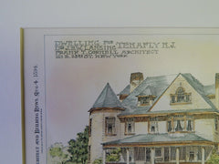 Dwelling for Dr. J.B.W. Lansing, Tenafly, NJ, 1894. Original Plan. Frank T. Cornell.