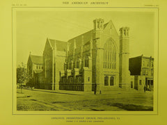 Emmanuel Presbyterian Church, Philadelphia, PA, 1914, Lithograph. C. W. Bolton & Son.