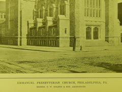 Emmanuel Presbyterian Church, Philadelphia, PA, 1914, Lithograph. C. W. Bolton & Son.