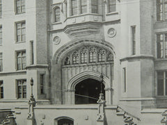 Entrance, Morris High School, New York, NY, 1905, Lithograph. C. B. J. Snyder.