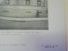 House of Mrs.W.B. Ogden,39th St, and Madison Ave, NY, 1905, Lithograph. Peabody & Stearns.