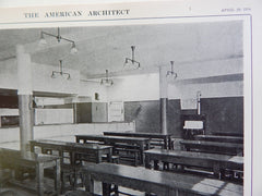 Lunchroom at Bushwick High School, Brooklyn, New York, 1914 Lithograph, Snyder.