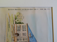 Design for the Twelve Room School House, Somerville, MA, 1890, Original Plan. Loring & Phipps.