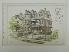 Residence for J. H. Hart, East Orange, NJ, 1885, Original Plan. A.M. Stuckert.