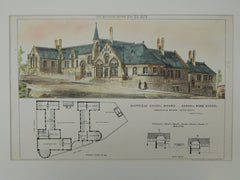 Darnall Road School, Sheffield School Board, UK, 1874, Original Plan. Innocent & Brown.