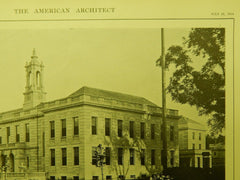 Exterior, Town Hall, Arlington, MA, 1914, Lithograph. R. Clipston Sturgis.