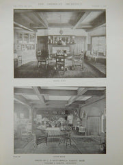 Dining & Living Room, House of C. B. Butterfield, Marion, MA, 1919, Lithograph. Coolidge & Carlson.