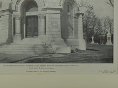 Mausoleum for John D. Archibold, Esq., Tarrytown, NY, 1906, Lithograph. Morris, Butler & Rodman.