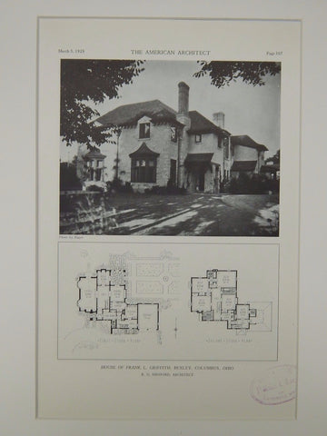 House of Frank L. Griffith, Bexley, Columbus, OH, 1929, Lithograph. R.G. Hanford.