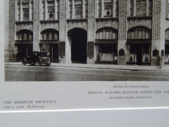 Arsenal Building Seventh Avenue, New York NY, 1926.  Buchman & Kahn. Lithograph