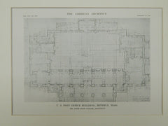 US Post Office Building, Beverly, MA, 1913, Original Plan. James Knox Taylor.