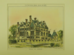 Cloverley Hall, Shropshire, England, 1881, Original Plan. W. Eden Nesfield.