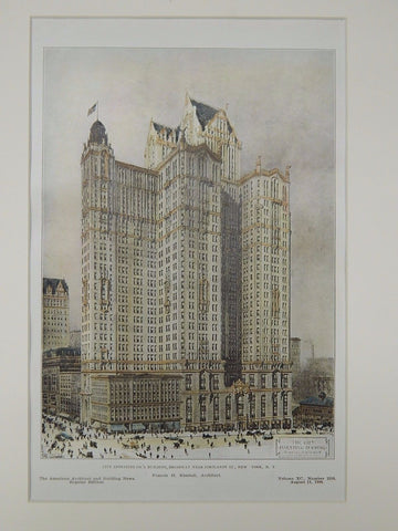 City Investing Co.'s Building, Broadway, New York, NY, 1906, Original Plan. Kimball.