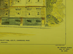 Colonial Court Apts for Horace B. Howlett, Esq., Cambridge MA, 1901. C. Herbert McClare