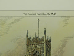 Tower of St. Lawrence Church, Ipswich, England, 1882. Fredk. Barnes. Original Plan