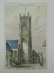 Tower of St. Lawrence Church, Ipswich, England, 1882. Fredk. Barnes. Original Plan