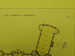 Floor Plan of Prudence Risley Hall at Cornell University in Ithaca NY, 1915. Miller & Mallory