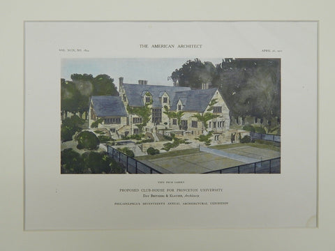 Garden of the Proposed Club-House for Princeton University, NJ, 1911. Day Brothers & Klauder