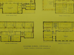 Floor plans of Guilford School in Cincinnati OH, 1915. Garber & Woodward. Original