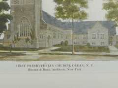 First Presbyterian Church in Olean NY, 1914. Brazer & Robb. Original