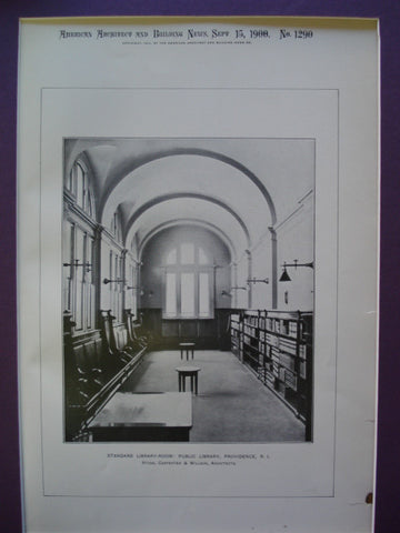 Standard Library-Room: Public Library, Providence, RI, 1900, Stone, Carpenter & Wilson