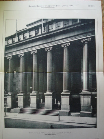 Central Portion of Portico: Custom House, Wall Street, New York, NY, 1899, Isaiah Rogers