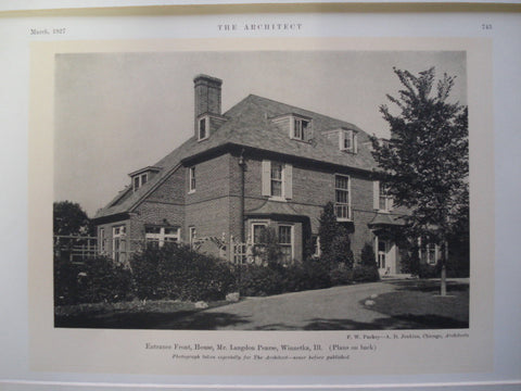 Entrance Front of the House of Mr. Langdon Pearse , Winnetka, IL, 1927, F.W. Puckey & A.D. Jenkins