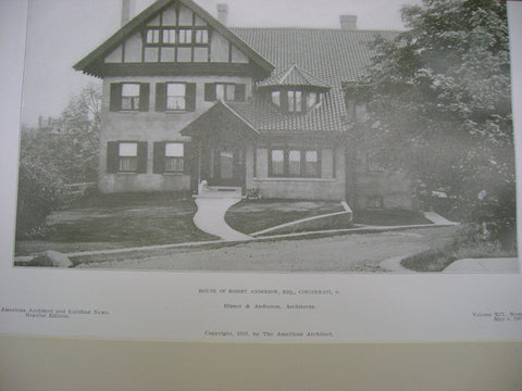 House of Robert Anderson, ESQ., Cincinnati, OH, 1907, Elzner & Anderson