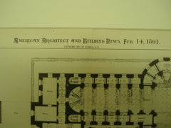 Design for the Massachusetts State Library & Office Building, Boston, MA, 1891, Henry S. McKay