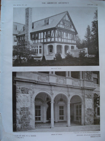 Servants' Wing and Detail of the Loggia: House of Mrs. W.L. McKee , Bristol, RI, 1910, Kilham & Hopkins