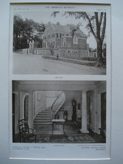 Rear view and the Staircase Hall in the House of Alfred C. Potter, Esq., Cambridge, MA, 1910, Richard Arnold Fisher