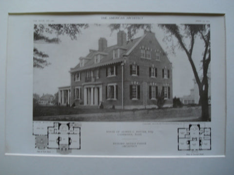 House of Alfred C. Potter, Esq., Cambridge, MA, 1910, Richard Arnold Fisher