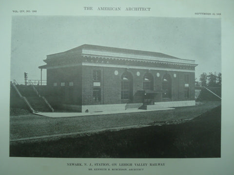 Exterior of the Station on the Lehigh Valley Railway , Newark, NJ, 1913, Kenneth M. Murchison