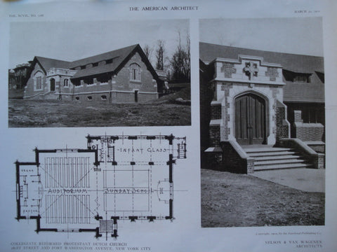 Collegiate Reformed Protestant Dutch Church, 181st Street and Fort Washington Avenue , New York, NY, 1910, Nelson & Van Wagenen