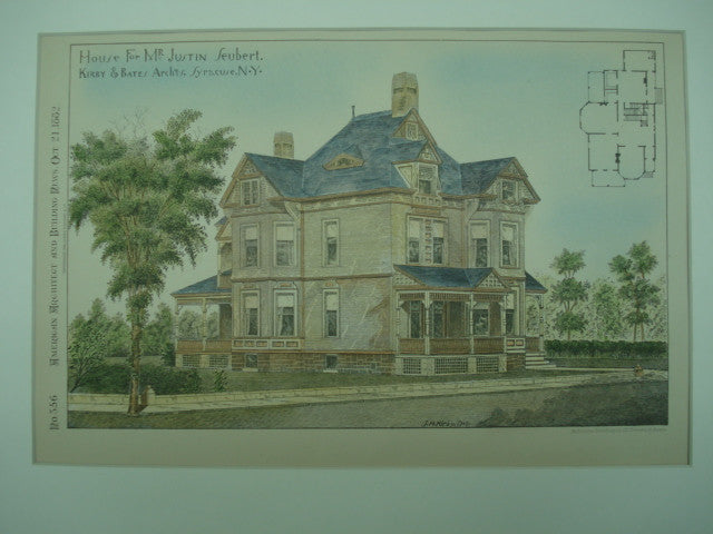 House for Mr. Justin Seubert , Syracuse , NY, 1882, Kirby & Bates – St ...