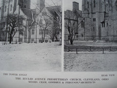 Euclid Avenue Presbyterian Church, Rear View & Tower Angle, Cleveland, OH, 1912, Messrs. Cram, Goodhue & Ferguson