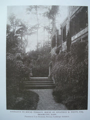 Entrance to the House Terrace of Jonathan H. White, Esq., Brookline, MA, 1917, Frederick Law Olmsted, Senior