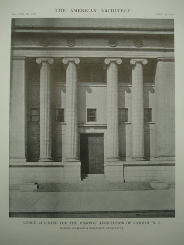 Front of the Lodge Building for the Masonic Association , Camden, NJ, 1915, Messrs. Heacock & Hokanson