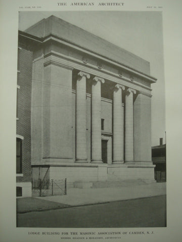 Front of the Lodge Building for the Masonic Association , Camden, NJ, 1915, Messrs. Heacock & Hokanson