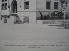 House on the Corner of West Seventy-Sixth Street and West End Avenue , New York, NY, 1894, Lamb and Rich