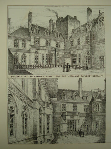 Buildings on Threadneedle Streets for the Merchant Taylors' Company , London, UK, 1880, E. I'Anson & Son