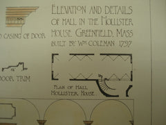 Elevation and Details of Hall in the Hollister House , Greenfield, MA, 1894, Wm. Coleman