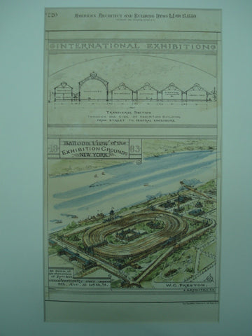 Balloon View of the International Exhibition, New York, NY, 1880, W. G. Preston