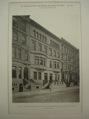 House of Richard Cunningham, Esq. and Hon. Oscar S. Straus on West 74th Street , New York, NY, 1891, J. H. Duncan