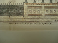 Memorial Rood Screen at the Church of the Redeemer , Bryn Mawr, PA, 1885, Frank Burns