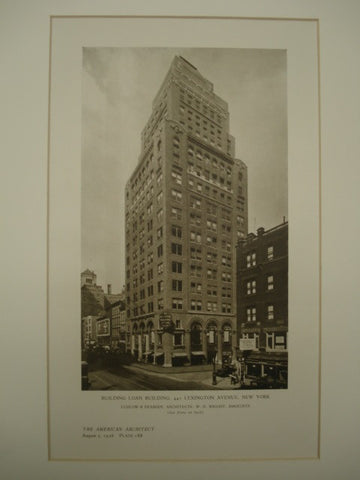 Building Loan Building at 441 Lexington Avenue , New York, NY, 1926, Ludlow & Peabody