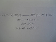 Art in Iron by Jno. Williams, 544 & 556 W 27th St.,, New York, NY, 1891, Jno. Williams